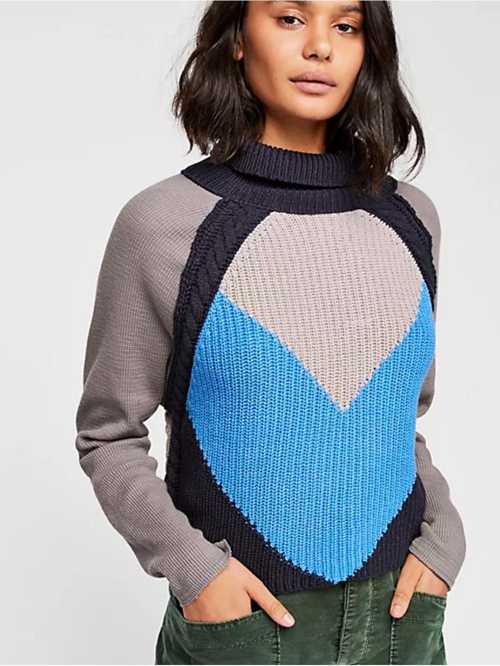 Free People Colorblock Chevron Knit Shirt Size XS